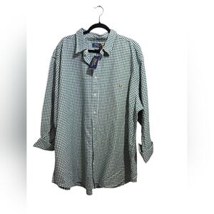 Polo Ralph Lauren Green White Button Down Gingham Oxford Check Shirt Men Sz 3XB